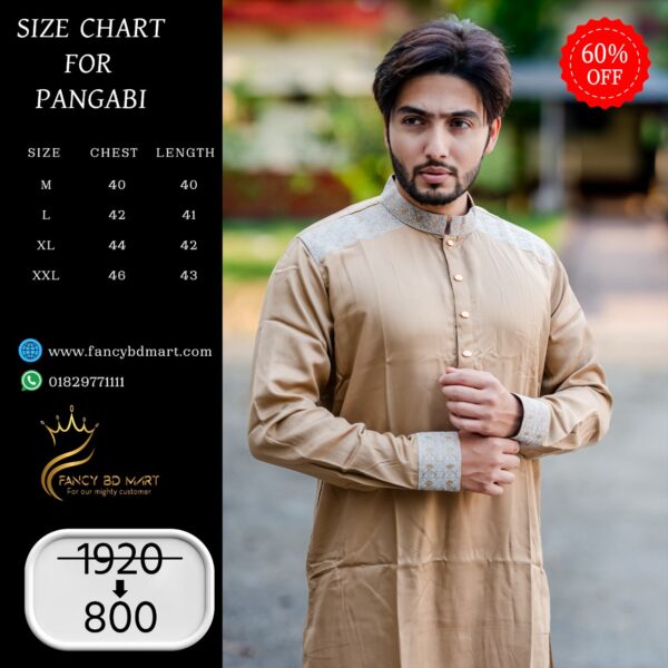 Grey Color Twill-Cotton Premium Embroidery Panjabi