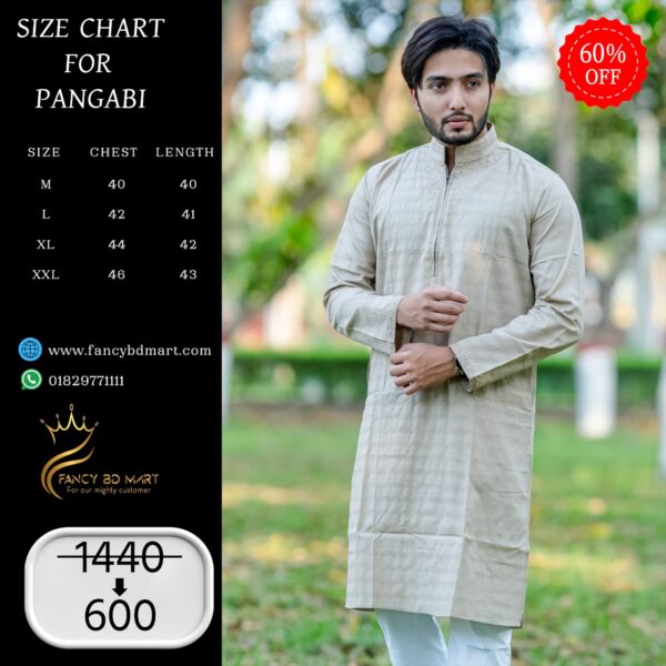 Light Brown Printed Premium Embroidery Panjabi